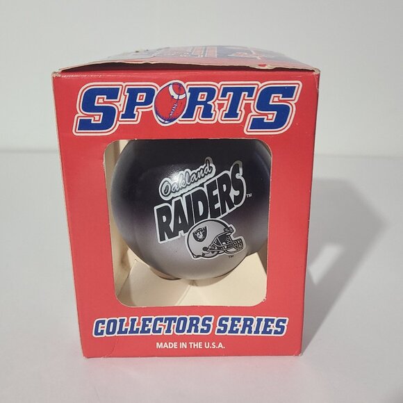 Vintage 90s Oakland Raiders NFL Glass Christmas Ornament NOS Made in USA - Picture 1 of 4